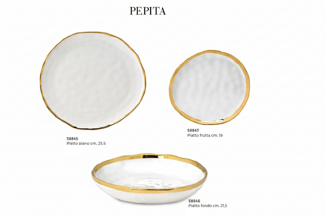 Assiette creuse Fade Pepita D 21,5 cm Porcelaine blanche et dorée