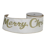 Ruban de Noël ARPIMEX Merry XMas, hauteur 10 cm, longueur 9,14 m, blanc