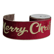 Ruban de Noël ARPIMEX Merry XMas, hauteur 10 cm, longueur 9,14 m, bordeaux