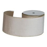 Ruban de Noël en velours rayé ARPIMEX, hauteur 10 cm, longueur 9,14 m, beige