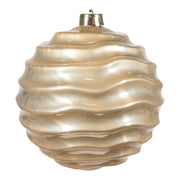 ARPIMEX Boule de Noël rayée, diamètre 150 mm, plastique beige.