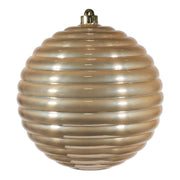 ARPIMEX Boule de Noël rayée, diamètre 200 mm, plastique beige
