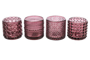 ARPIMEX Pots en verre pour bougies, diamètre 7 cm, hauteur 6,8 cm, rose assorti, lot de 4