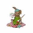 Statuina coniglio pittore Arpimex su fiore rosa 15cm: decorazione Pasqua e bomboniera in resina. ean 8018318439698