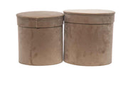 Coffret de Noël ARPIMEX 2 boîtes à chapeaux en velours Ø 26 cm H 26 cm Marron