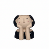 Decora con poesia il vaso testa ragazza Arpimex, ceramica beige nera 10×9 H 10,5 cm. Bomboniera originale o vaso fiori secchi. ean 8018318501814