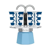 Bialetti Mini Moka Express Set avec 2 tasses Bleu
