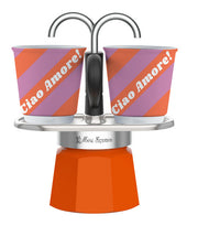 Bialetti Mini Moka Express Set avec 2 tasses Blanc Orange