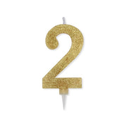 Bougie de fête Big Party numéro 2 Max Wax Sweety Gold Glitter
