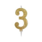 Bougie de fête Big Party numéro 3 Max Wax Sweety Gold Glitter