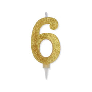Bougie de fête Big Party numéro 6 Max Wax Sweety Gold Glitter