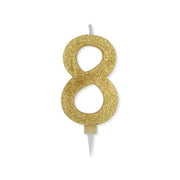 Bougie de fête Big Party numéro 8 Max Wax Sweety Gold Glitter