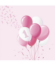 Ballons serviettes d'anniversaire Bigiemme 33 x 33 cm Rose Lot 20 pièces