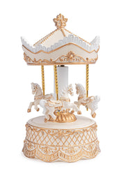 Carrousel de Noël Bizzotto Darling avec chevaux, H 22,9 cm, D 12,4 cm, beige