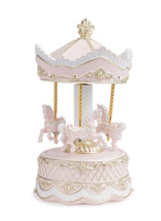 Boîte à musique Bizzotto Darling Christmas Carousel avec chevaux, H 22,9 cm, D 12,4 cm, rose