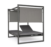 Lit de repos Bizzotto Konnor, structure en aluminium anthracite, dimensions : 213 x 149 x 196 cm, tissu déperlant