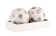 Boules de Noël Bizzotto Adventure avec plateau, hauteur 11 cm, 22 x 12 cm, blanches