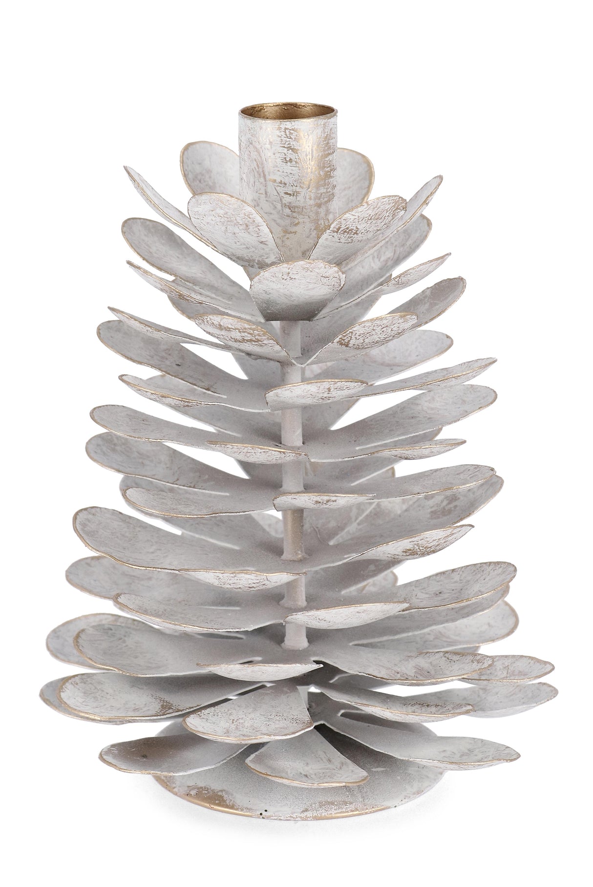 bizzotto bizzotto portacandela di natale harriet 1 posto a forma di pigna h 16 cm d 13 cm metallo bianco ean 8051836632592