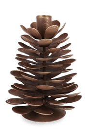 Bougeoir de Noël Bizzotto Harriet pour 1 personne, en forme de pomme de pin, H 16 cm, D 13 cm, métal marron