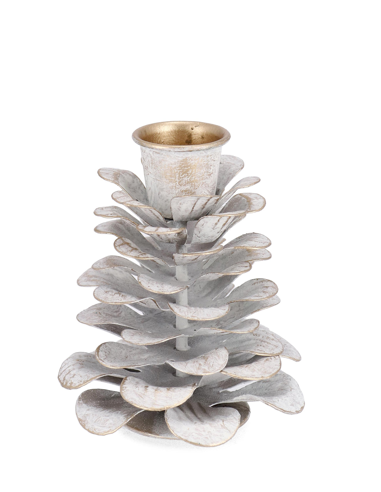 bizzotto bizzotto portacandela di natale harriet 1 posto a forma di pigna h 85 cm d 7 cm metallo bianco ean 8051836632585