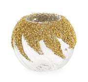 Bougeoir de Noël Bizzotto Vortex en verre transparent, diamètre 8 cm, couleur or