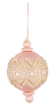 Boule de Noël Bizzotto ornée de paillettes roses, diamètre 100 mm, hauteur 150 mm