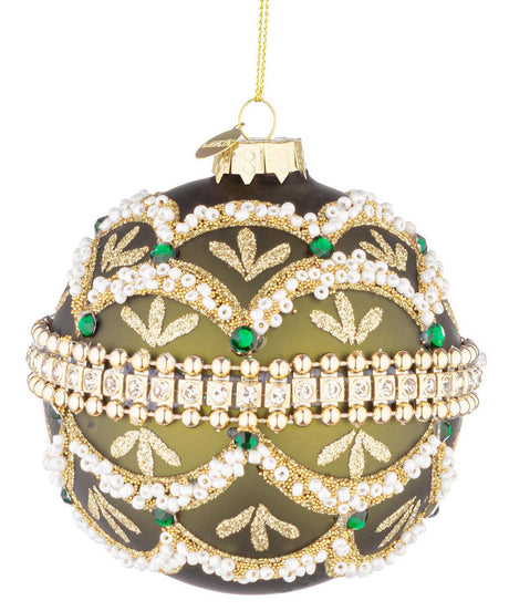 bizzotto bizzotto sfera di natale beloved d 100 mm vetro verde con brillanti e perle ean 8051836743380
