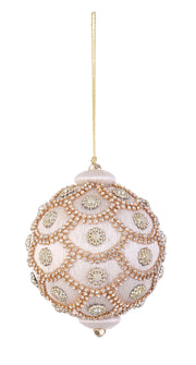 Boule de Noël en cristal Bizzotto D 100 mm avec perles ivoire