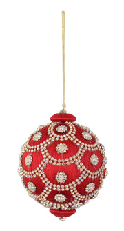 Boule de Noël en cristal Bizzotto D 100 mm avec perles rouges