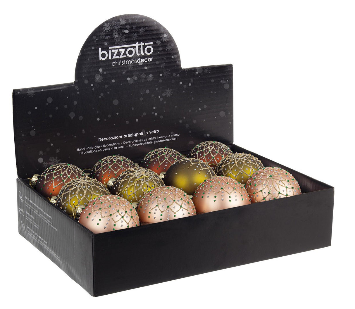 bizzotto bizzotto sfera di natale florid d 80 mm ass verde rosa rosso 1 pz ean 8051836749030