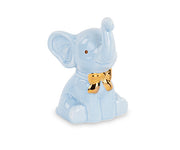 Cupido&Co. Elefantino Azzurro Decorativo – Bomboniera Nascita e Battesimo in Ceramica H 8 cm