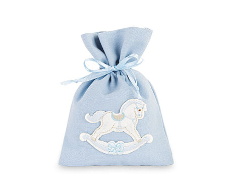 cupidoco cupidoco sacchetto cavallino azzurro bomboniera nascita e battesimo 10 x 14 cm ean 8058196001624