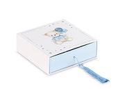 Coffret ours en peluche bleu Cupido&Co. avec insert et pompon 120 x 120 x 40 mm