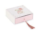 Coffret ours en peluche rose Cupido&Co. avec insert et pompon 120 x 120 x 40 mm