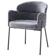 Fauteuil Dimo Iris en Tissu Gris avec Pieds en Métal – Chaise de Décoration Design Moderne