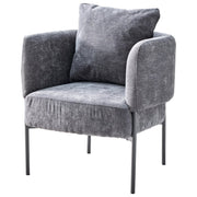 Dimo Petit Fauteuil Dolly en Polyester Gris avec Pieds en Métal – Chaise Design Moderne