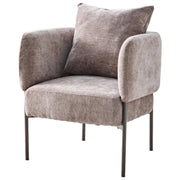 Fauteuil Dolly Dimo en Polyester Taupe avec Pieds en Métal – Chaise Design Moderne