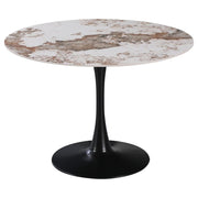 Dimo Parker Table Ronde Ø 110 cm Céramique Marron Beige Brillant