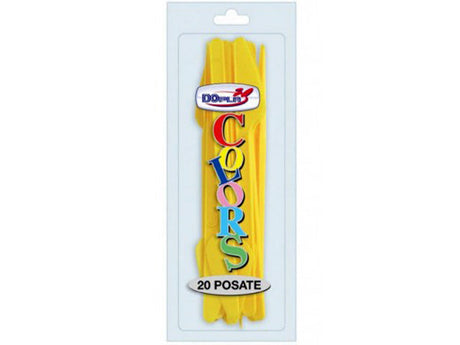 Coltelli monouso gialli Dopla in plastica alimentare resistente, conf. 20 pz: igienici, pronti all'uso. Ideali per feste, picnic e catering.