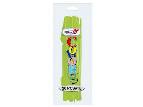 Coltelli monouso verde acido Dopla in plastica alimentare, conf. 20 pz: igienici, pronti all'uso. Ideali per feste, picnic e catering.
