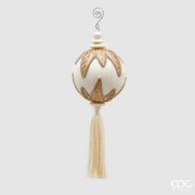 Décoration de Noël EDG Enzo De Gasperi Pompon brodé H 36 cm P 12 cm Or blanc