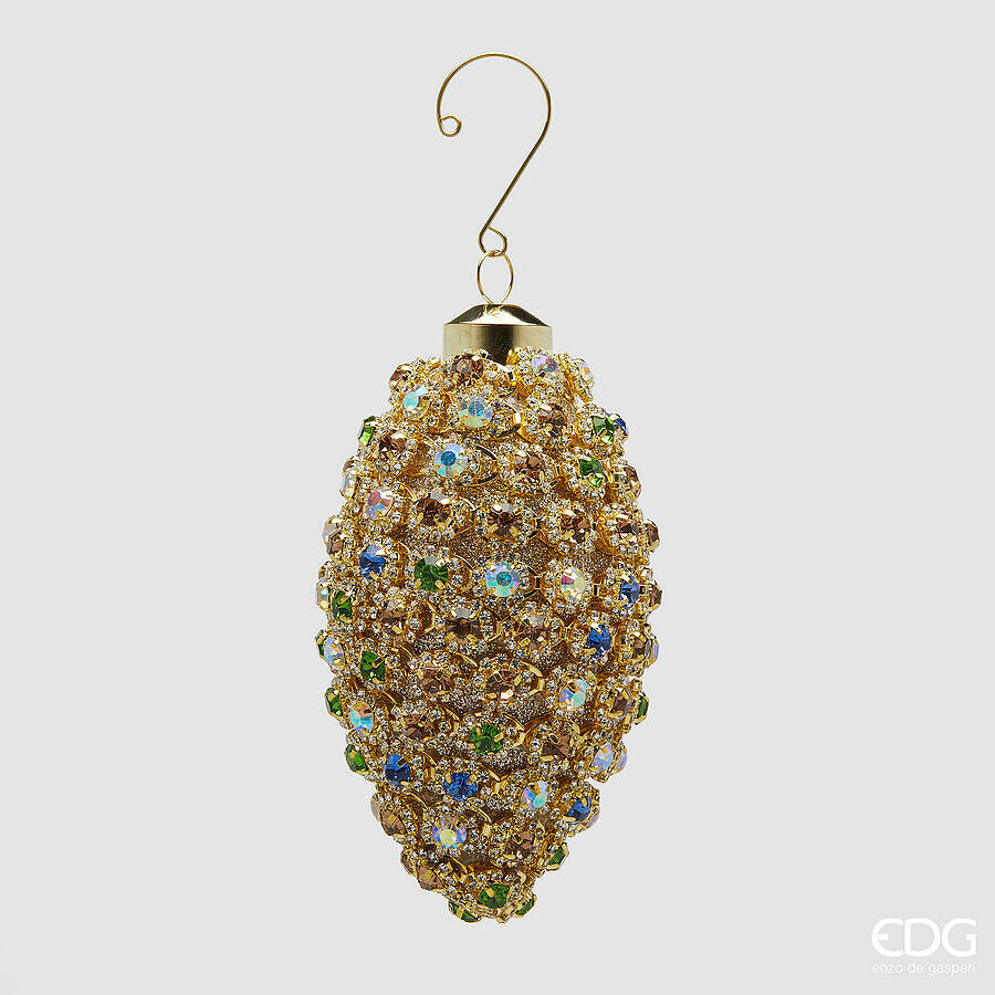 edg enzo de gasperi edg enzo de gasperi addobbo fuso super gemme di natale d 14 cm gold ean 8059824543967
