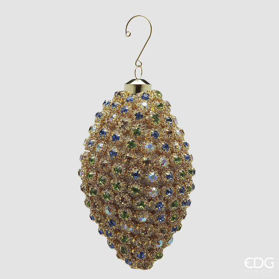 edg enzo de gasperi edg enzo de gasperi addobbo fuso super gemme di natale d 17 cm gold ean 8059824544001