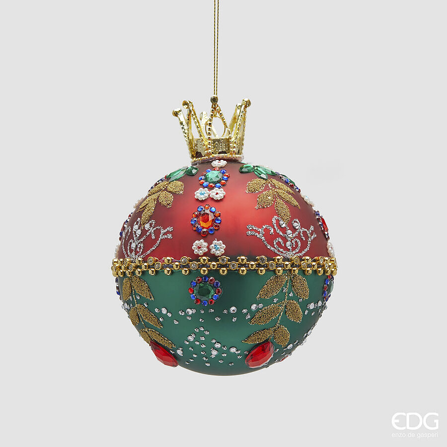 edg enzo de gasperi edg enzo de gasperi addobbo palla boheme di natale h 13 cm d 10 cm green red ean 8059824578327