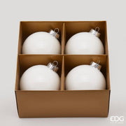 Boules de Noël décoratives en verre EDG Enzo De Gasperi, diamètre 10 cm, lot de 4, blanches