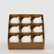 Boules de Noël décoratives en verre EDG Enzo De Gasperi, diamètre 6 cm, lot de 9, blanches