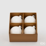Boules de Noël décoratives en verre EDG Enzo De Gasperi, diamètre 8 cm, lot de 4, blanches