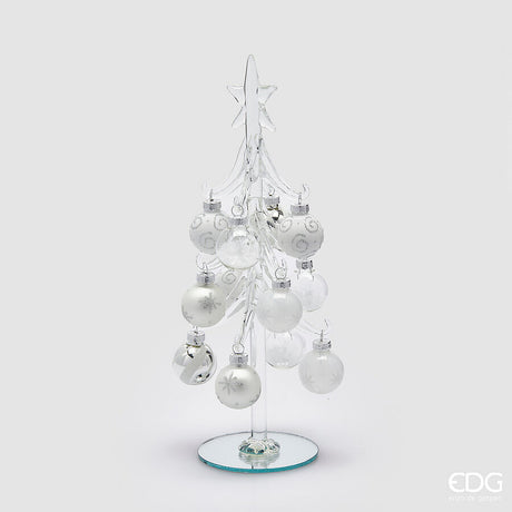 edg enzo de gasperi edg enzo de gasperi albero di natale in vetro decorato su base h 26 cm d 9 cm natural ean 8059824571694
