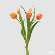Bouquet de tulipes fermées EDG Enzo De Gasperi x4, H 40 cm, avec bouton d'oranger