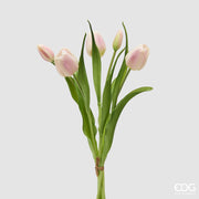 Bouquet de tulipes fermées EDG Enzo De Gasperi X4 H 40 cm avec bouton rose blanc